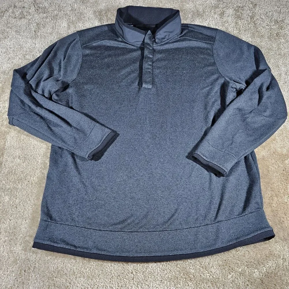 Under Armour Sweater Men's 2XL Gray 1/4 Button Up Golf ColdGear Loose